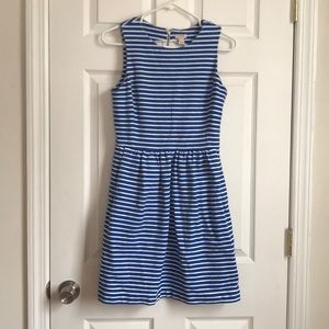 JCrew Blue-White Striped Stretchy Dress, POCKETS!